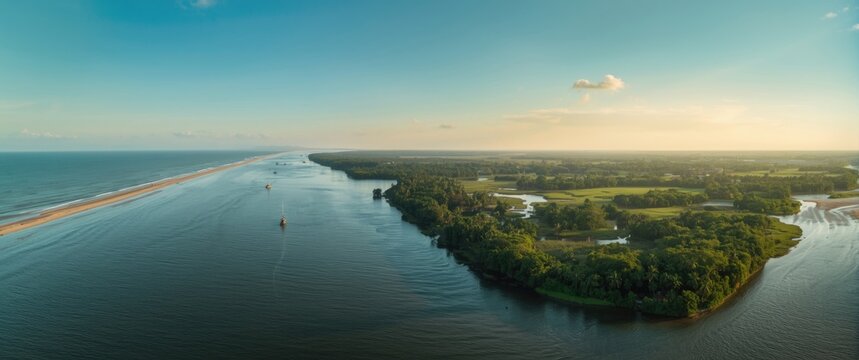 Thailand's Ranong and estuary as seen from a bird's eye view