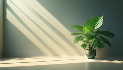 green plant in sunlight a minimalist indoor scene