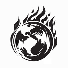 Global Warming With Earth On Fire Illustration Vector Image on White Background