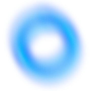Glowing blue Neon Ring with Soft Grainy Texture on Transparent Background