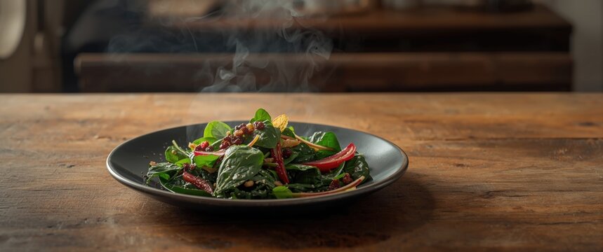Home-cooked saut&Atilde;&copy;ed greens on a plate