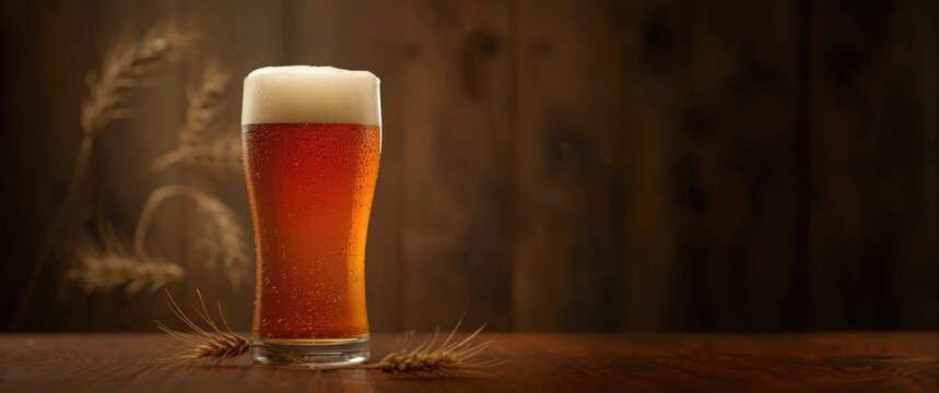 Craft beer pale ale pint on transparent background seen from below, featuring wood, beer, table, landscape, India, red, wheat, glass, night