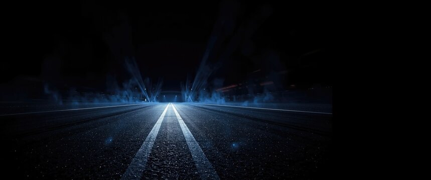 Nighttime Light Race Track with Finish Line