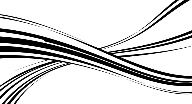 Black Abstract Lines Crossing Over White.