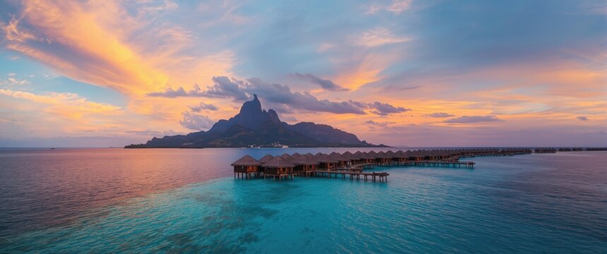 Bora Bora exotic travel getaway, romantic honeymoon destination for tourists