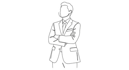 Obraz premium Simple Line Drawing of Businessman Standing.