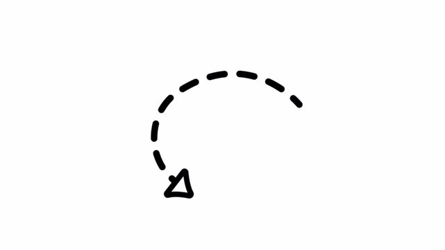 Dashed curved arrow animation undo refresh rotate hand drawn sketch 4k Alpha channel