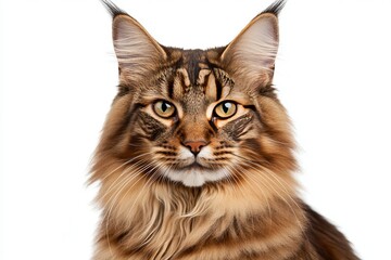 Fototapeta premium Majestic Maine Coon Cat Portrait with Stunning Eyes, Luxurious Fur, and Captivating Charm in Nature
