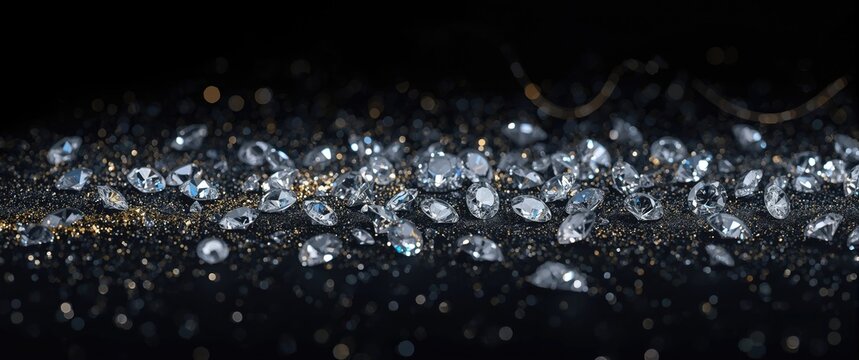 Background with an abstract design of assorted-sized scattered diamonds