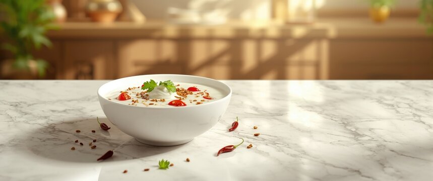 Traditional onion and tomato raita, a popular Indian accompaniment prepared with yogurt or curd