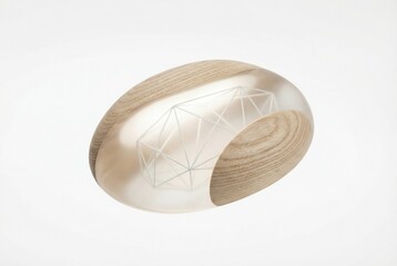 Modern decorative object combining wood and transparent resin