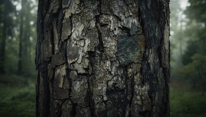 Fototapeta premium Decaying tree bark, highlighting environmental degradation, Earth Day