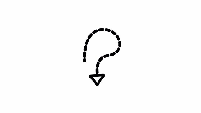 Dotted arrow path direction turning reversal symbol animation loop 4k Alpha channel