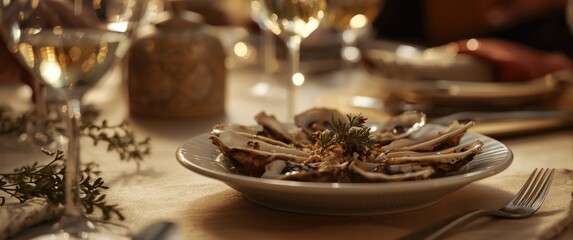 Fototapeta premium Plate with opened oysters in close-up view