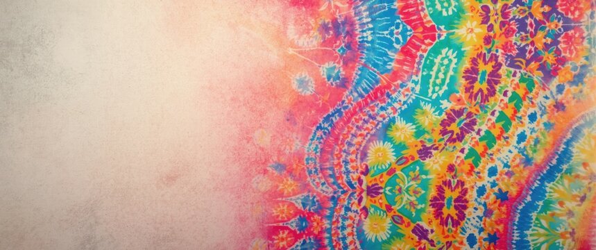 Colorful Geo Brush and Geometric Textile in Boho Style with Batik Ethnic Patterns and Repeating Colored Brush