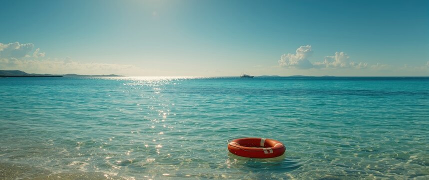 Beach safety ring at Playa Ancon near Trinidad, Trinidad, Cuba in the West Indies, Caribbean, Central America