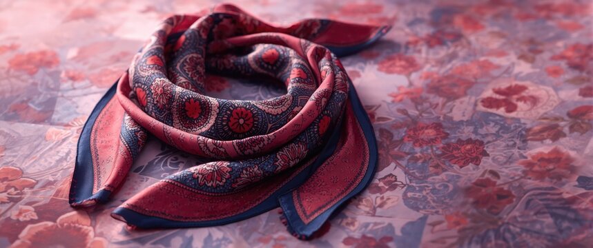 Elegant square scarf with geometric design