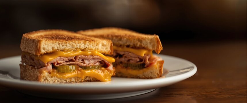 Cuban sandwich displayed on a serving plate