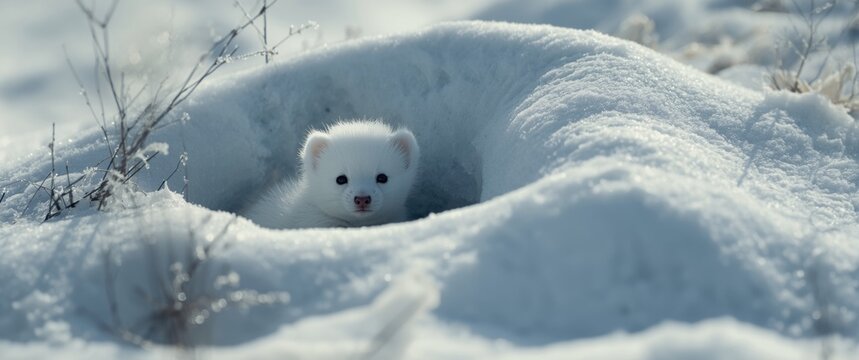 Young Ermine Near Its Burrow