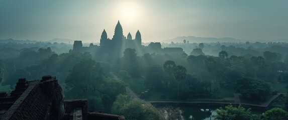 Obraz premium Facial stone sculptures in Angkor Wat Temple, Cambodia close to Siem Reap