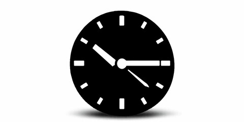 Black office wall clock with a circular dial and second hand isolated on a white background as a business time symbol vector illustration