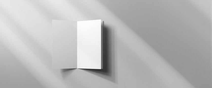 Four-fold white paper template set against a grey background