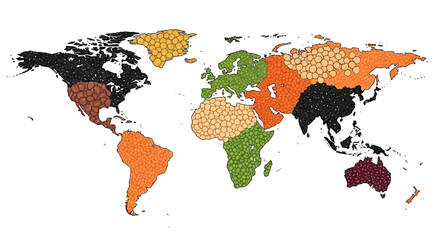 Illustrated map of the world highlighting various types of nuts and pulses on World Pulses Day 2026 with a colorful iconographic style.
