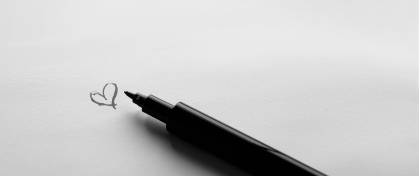 Black and white photograph of a marker sketch