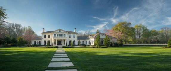 Obraz premium Through the agency, a dream home sale was completed, leading to the building of a beautiful house that represents luxury living.
