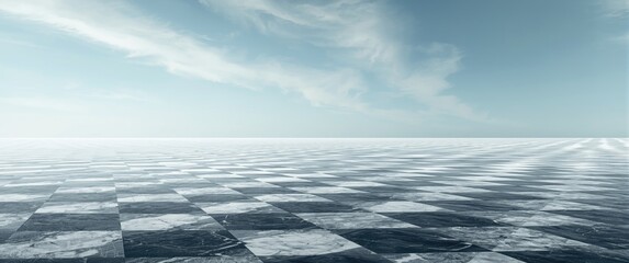 Sky above checkered floor landscape