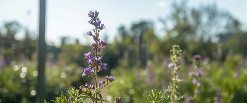 False heather and Elfin herb, Cuphea hyssopifolia Kunth is a green flowering shrub with tiny purple flowers in school garden