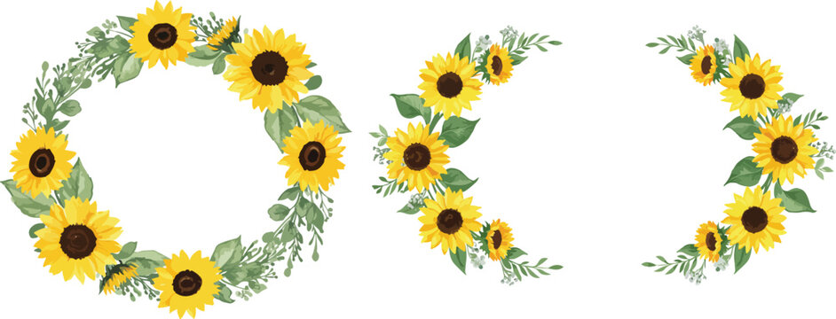 Sunflower floral arrangement in the shape of the letters o and c on a white background