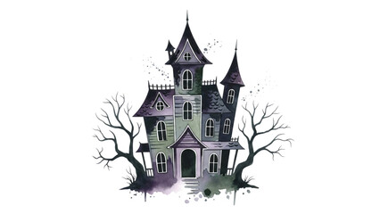 Obraz premium Haunted house with sp spies and spies roof surrounded by sp spie.