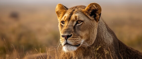 Obraz premium Close-up of a lioness's face