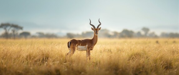 Obraz premium Elegant Impala roaming in the wild African landscape