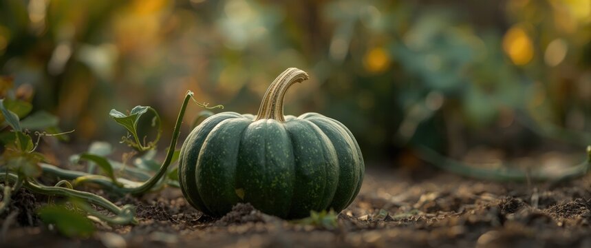 Detailed Image of Green Pumpkin Vine Vegetable Food Featuring Winter Squash, Indian-Pumpkin Kashiphal Kasifal Petha Kaddu Kabocha Citrouille Verde