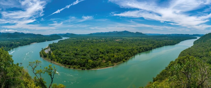 Scenic view of mangrove forest and river from Khao Jom Pa, Ban Nam Rap, Amphoe Kantang