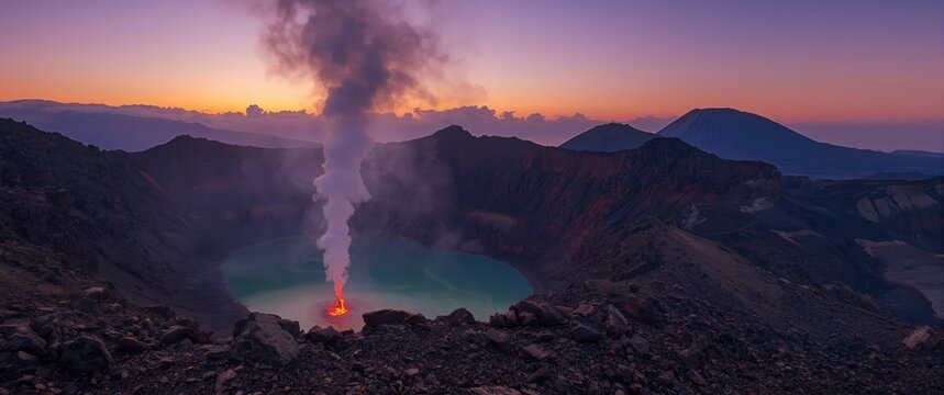 Lava lake and Crater at Erta Ale, an active volcano in Ethiopia, Africa
