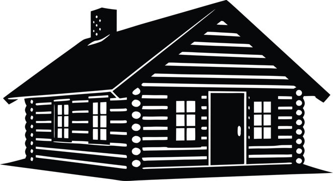  Rustic log cabin silhouette vector illustration