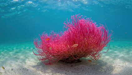 Fototapeta premium Sea anemone located on the ocean floor near Cockburn Island, Myanmar, as part of coral reef ecosystems