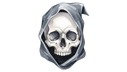 Fototapeta premium Skull with hood on it head and hood over its head with.
