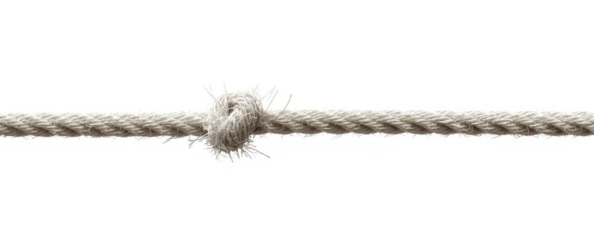 Frayed and stretched rope on verge of breaking