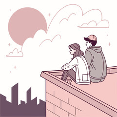 Sitting on Rooftop Watching Sky