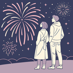 Watching Fireworks at Night 1