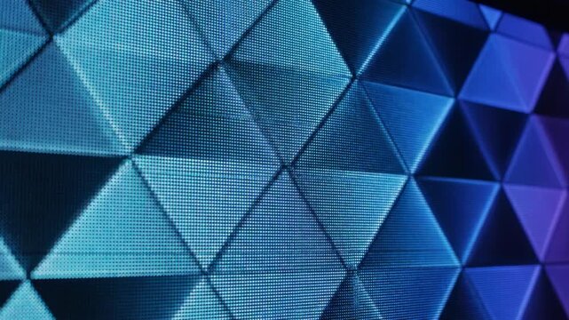 Seamless loop of a high-resolution blank digital billboard display surface slowly cycling through abstract geometric color fields perfect for content integration concept, abstract, vibrant