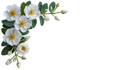 Obraz premium White Flowers with Green Leaves isolated on a transparent background