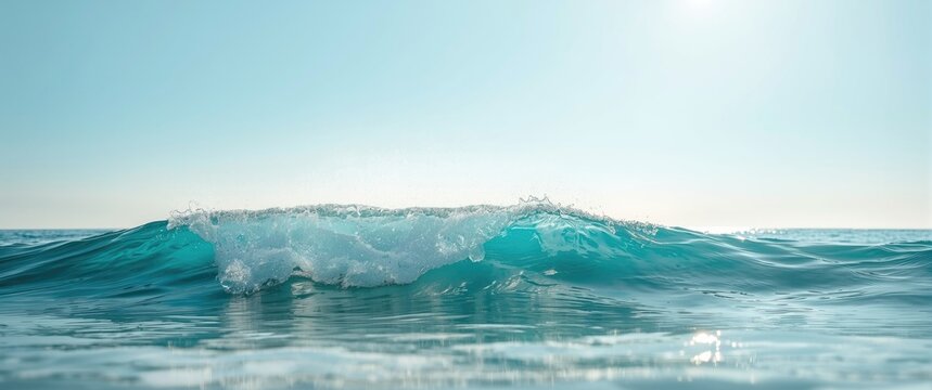 Random water waves in nature scene with sea, sky, and summer light effects