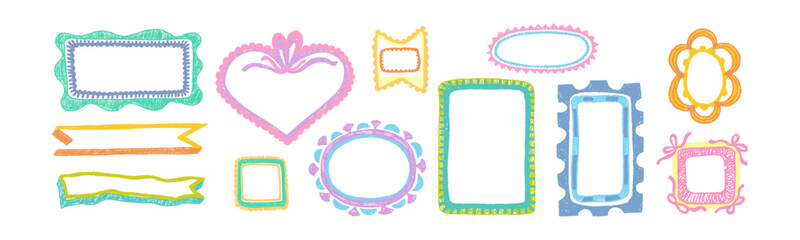 Hand drawn vintage frame with cute doodle border