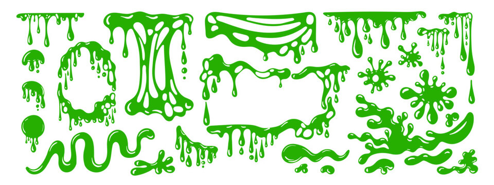 Green slime drips down creating gooey frame. Set