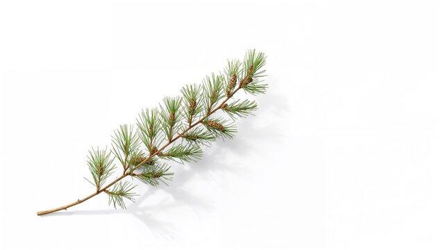 Swiss stone pine branch isolated on white, serving as a natural texture for editorial headers